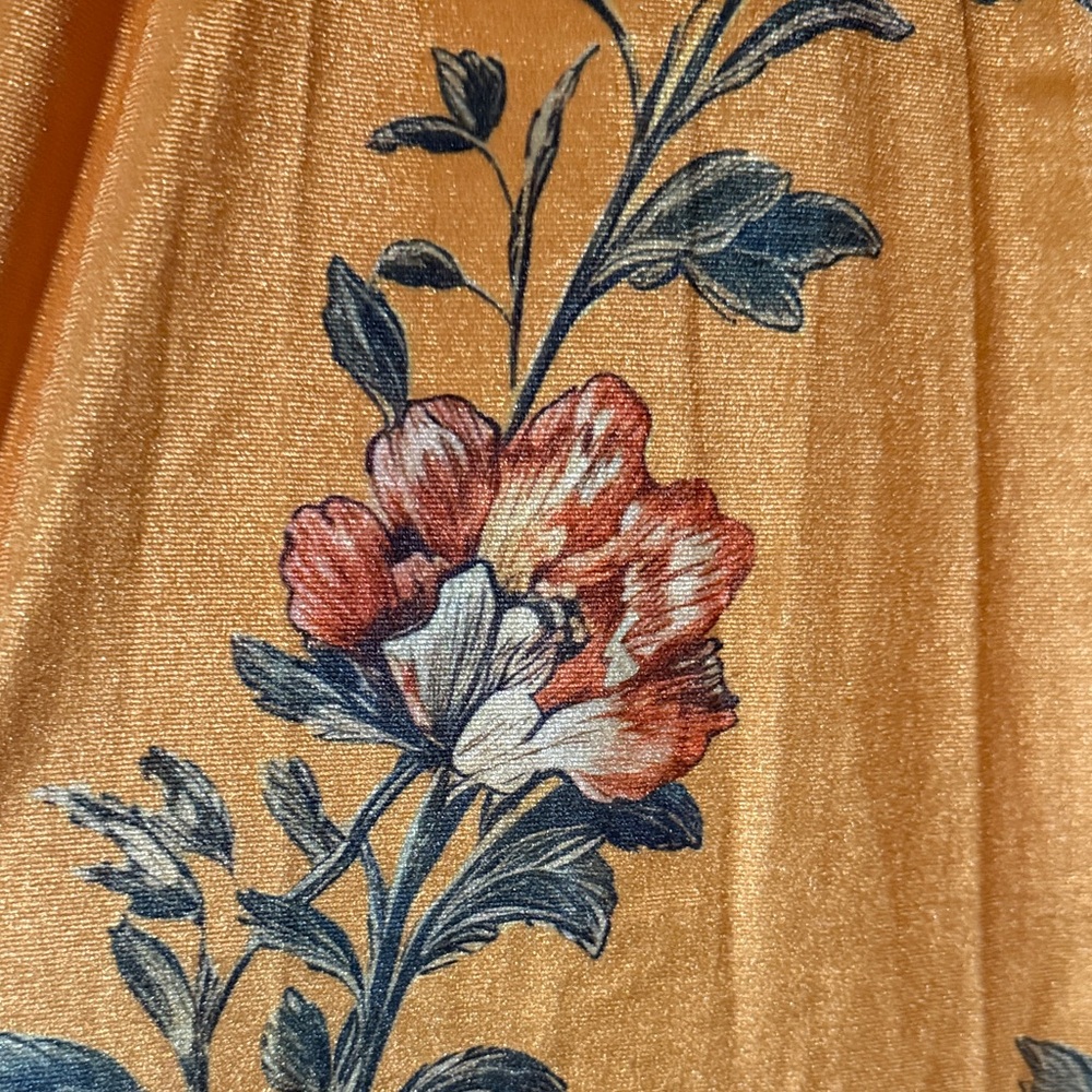 Floral High Waisted Velvet Wide-Leg Joggers in Dark Yellow Size 14 - Picture 3 of 10